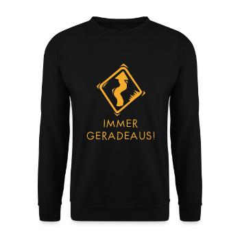Immer geradeaus Motivation - Unisex Pullover - Schwarz - Vorne - Alina (178cm) & Michal (187cm)