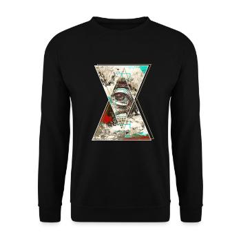 Eye Triangle Abstract - Unisex Sweatshirt - black - Front - Alina (178cm) & Michal (187cm)