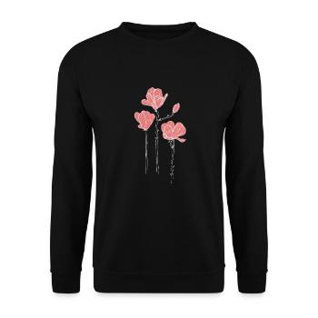 Pink flowers - Unisex Sweatshirt - black - Front - Alina (178cm) & Michal (187cm)