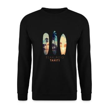 Été Surf Tahiti - Sweat-shirt Unisexe - noir - Devant - Alina (178cm) & Michal (187cm)
