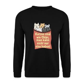 Les chats sont comme des chips - Sweat-shirt Unisexe - noir - Devant - Alina (178cm) & Michal (187cm)