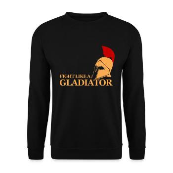 Knallharter Gladiator im Sport und im Leben - Unisex Pullover - Schwarz - Vorne - Alina (178cm) & Michal (187cm)
