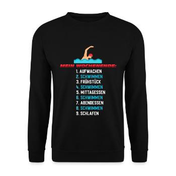 Schwimmen - Unisex Pullover - Schwarz - Vorne - Alina (178cm) & Michal (187cm)