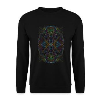 Geometrie Mandala - Unisex Pullover - Schwarz - Vorne - Alina (178cm) & Michal (187cm)