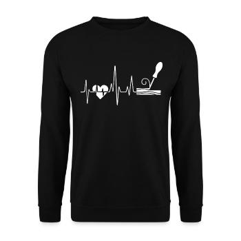 Wood carving Heartbeat - Unisex Sweatshirt - black - Front - Alina (178cm) & Michal (187cm)