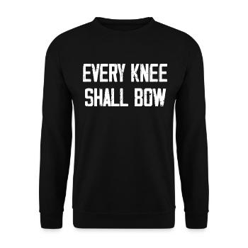 Every Knee Shall Bow Bibelvers - Unisex Pullover - Schwarz - Vorne - Alina (178cm) & Michal (187cm)