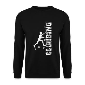 Klettern Sport Bouldering Geschenk Kletterer Climb - Unisex Pullover - Schwarz - Vorne - Alina (178cm) & Michal (187cm)