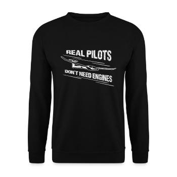 Glider Airplane Gift Pilot Glider - Unisex Sweatshirt - black - Front - Alina (178cm) & Michal (187cm)