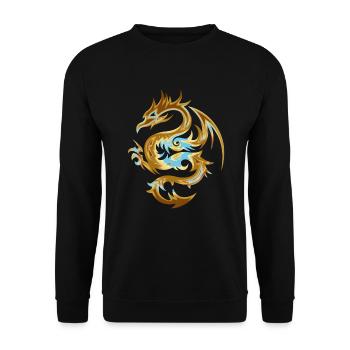 Golden light blue stylish dragon - Unisex Sweatshirt - black - Front - Alina (178cm) & Michal (187cm)