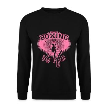 Kampfsport Boxen Boxerin Boxer Boxing - Unisex Pullover - Schwarz - Vorne - Alina (178cm) & Michal (187cm)