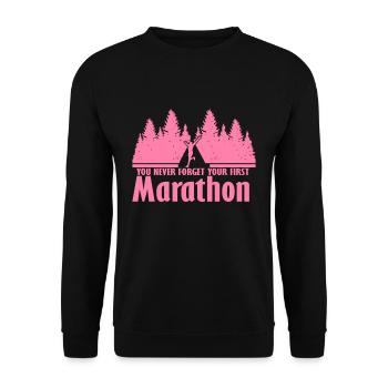 Marathonläuferin Marathon Joggen Marathons Laufen - Unisex Pullover - Schwarz - Vorne - Alina (178cm) & Michal (187cm)