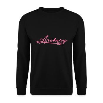 Bogenschießen Schütze Bogenschützin Pfeil Bogen - Unisex Pullover - Schwarz - Vorne - Alina (178cm) & Michal (187cm)