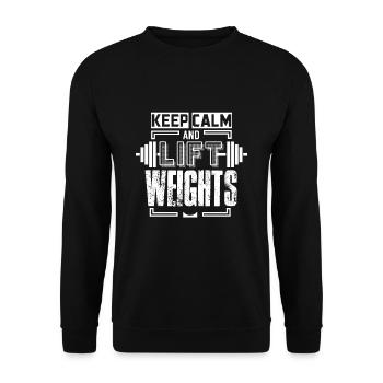 Bleib ruhig und hebe Gewichte - Unisex Pullover - Schwarz - Vorne - Alina (178cm) & Michal (187cm)