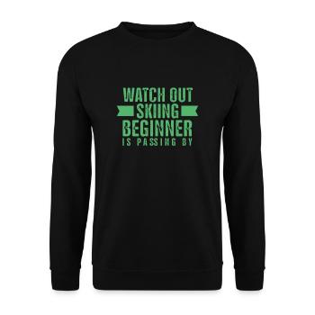 Beginners Ski school Ski lessons Ski Beginners Newbie - Unisex Sweatshirt - black - Front - Alina (178cm) & Michal (187cm)