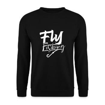 Fliegenfischer Fliegenfischen Angler Angeln Fliege - Unisex Pullover - Schwarz - Vorne - Alina (178cm) & Michal (187cm)