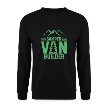 Campervan Wohnmobil Selber Bauen Umbauen Team - Unisex Pullover - Schwarz - Vorne - Alina (178cm) & Michal (187cm)
