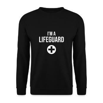 Bademeister Retter Rettung Team Rettungs Schwimmer - Unisex Pullover - Schwarz - Vorne - Alina (178cm) & Michal (187cm)