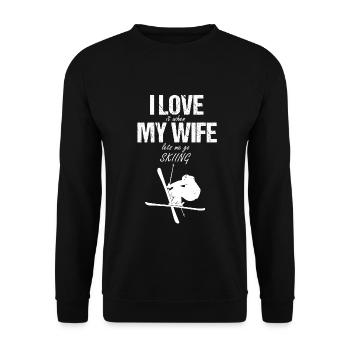 J'adore ma femme quand elle me laisse skier - Sweat-shirt Unisexe - noir - Devant - Alina (178cm) & Michal (187cm)
