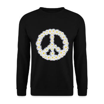 Gänseblümchen-Friedenszeichen - Unisex Pullover - Schwarz - Vorne - Alina (178cm) & Michal (187cm)