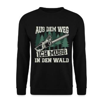 Aus dem Weg ich muss in den Wald - Unisex Pullover - Schwarz - Vorne - Alina (178cm) & Michal (187cm)