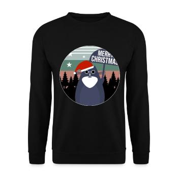 Katze Weihnachten Geschenkidee - Unisex Pullover - Schwarz - Vorne - Alina (178cm) & Michal (187cm)