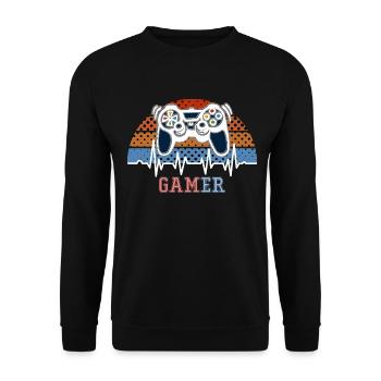Game Console Gamer Heartbeat - Unisex Sweatshirt - black - Front - Alina (178cm) & Michal (187cm)