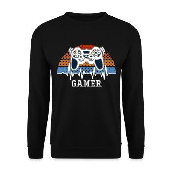 Heartbeat Gamer Game Console - Unisex Sweatshirt - black - Front - Alina (178cm) & Michal (187cm)