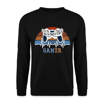 Heartbeat Gamer Game Console - Unisex Sweatshirt - black - Front - Alina (178cm) & Michal (187cm)
