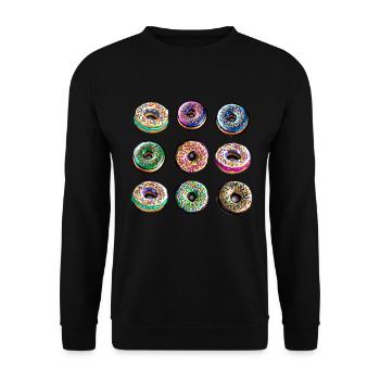 Donuts Muffins Donut Süßigkeit - Unisex Pullover - Schwarz - Vorne - Alina (178cm) & Michal (187cm)