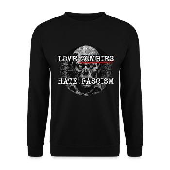 Zombiefan gegen Faschismus - Unisex Pullover - Schwarz - Vorne - Alina (178cm) & Michal (187cm)