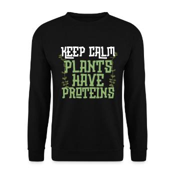 Funny keep calm plants have proteins plant lover - Unisex Sweatshirt - black - Front - Alina (178cm) & Michal (187cm)