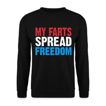 My Farts Spread Freedom - Unisex Pullover - Schwarz - Vorne - Alina (178cm) & Michal (187cm)