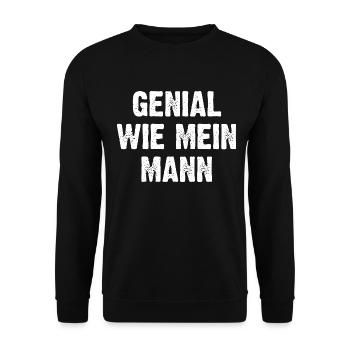 Genial Wie Mein Mann - Unisex Pullover - Schwarz - Vorne - Alina (178cm) & Michal (187cm)
