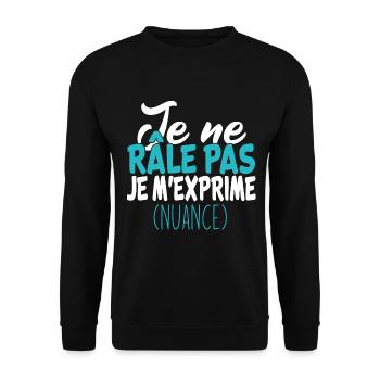 je ne râle pas je m'exprime, cadeau drole - Sweat-shirt Unisexe - noir - Devant - Alina (178cm) & Michal (187cm)
