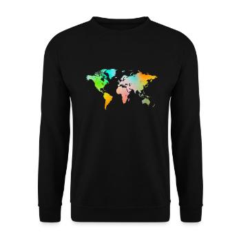 Spray Paint World Map - Unisex Sweatshirt - black - Front - Alina (178cm) & Michal (187cm)
