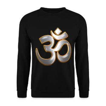 Om (Silver Chrome) - Unisex Pullover - Schwarz - Vorne - Alina (178cm) & Michal (187cm)