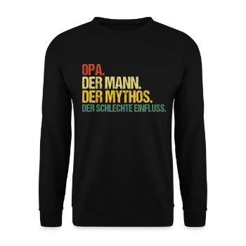 Opa schlechter Einfluss Geschenk Großvater - Unisex Pullover - Schwarz - Vorne - Alina (178cm) & Michal (187cm)