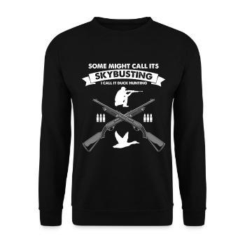Chasse au canard Chasse au canard Chasseur de canard Chasseur de canard Conception - Sweat-shirt Unisexe - noir - Devant - Alina (178cm) & Michal (187cm)