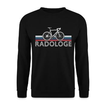 RADOLOGE CYCOLOGIST RADRENNFAHRER RETRO RENNRAD - Unisex Pullover - Schwarz - Vorne - Alina (178cm) & Michal (187cm)