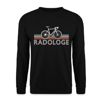 RADOLOGE CYCOLOGIST RADRENNFAHRER RETRO RENNRAD - Unisex Pullover - Schwarz - Vorne - Alina (178cm) & Michal (187cm)