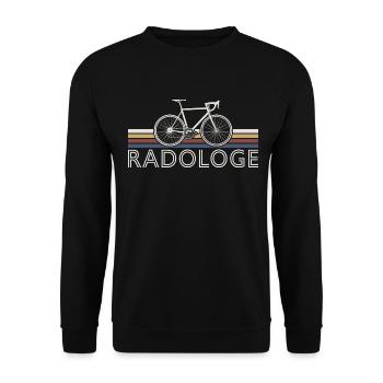 RADOLOGE RADRENNFAHRER RETRO RENNRAD CYCOLOGIST - Unisex Pullover - Schwarz - Vorne - Alina (178cm) & Michal (187cm)