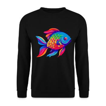 Poisson rouge arc-en-ciel - Sweat-shirt Unisexe - noir - Devant - Alina (178cm) & Michal (187cm)