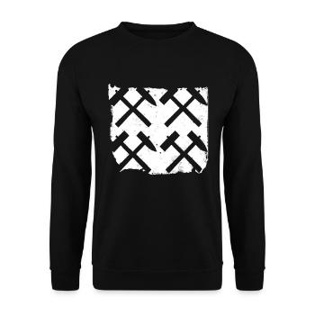 Mallet and Iron Mining Miner Artisan - Unisex Sweatshirt - black - Front - Alina (178cm) & Michal (187cm)