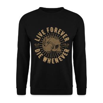 Live Forever Skull - Unisex Pullover - Schwarz - Vorne - Alina (178cm) & Michal (187cm)