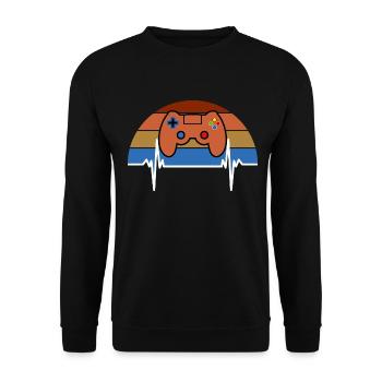 Game Console Gamer Heartbeat - Unisex Sweatshirt - black - Front - Alina (178cm) & Michal (187cm)