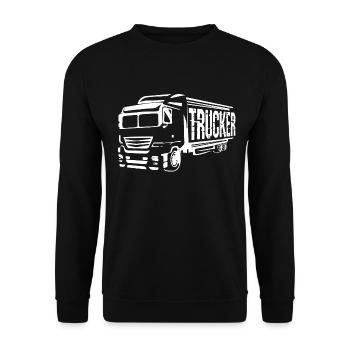 LKW Fahrer - Unisex Pullover - Schwarz - Vorne - Alina (178cm) & Michal (187cm)