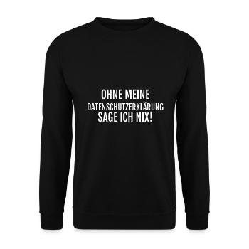 Datenschutz DSGVO Spruch - Ich sage nix! - Unisex Pullover - Schwarz - Vorne - Alina (178cm) & Michal (187cm)