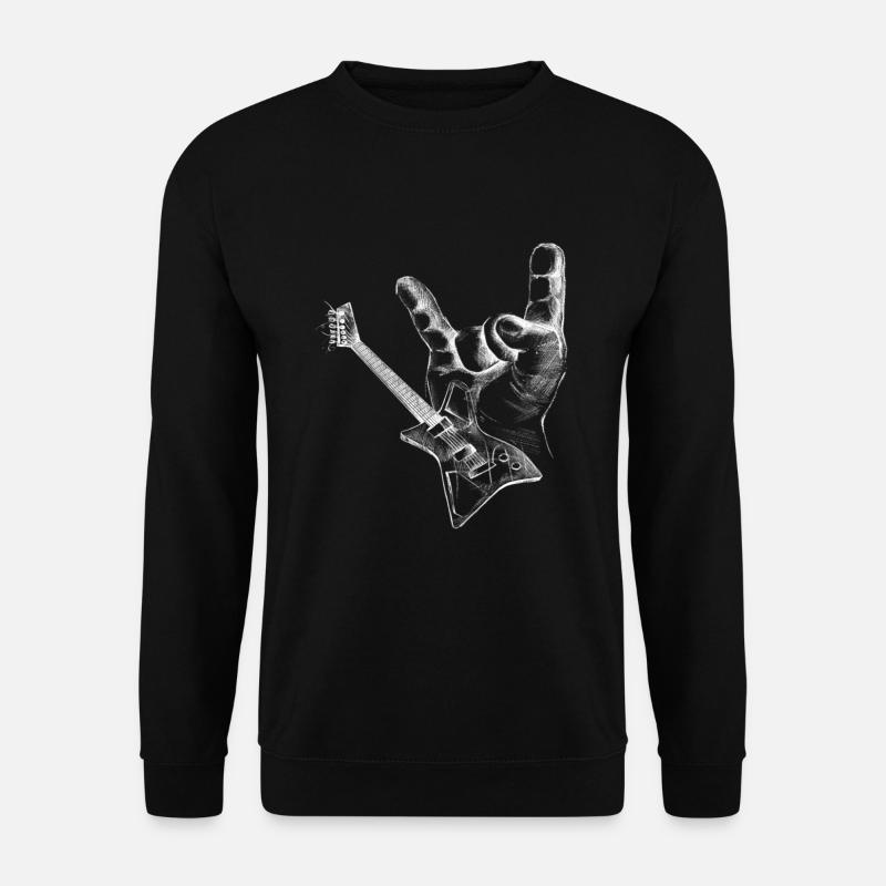 Rockmusik Shirt - Rocker Hand , Gitarre - Unisex Pullover - Schwarz