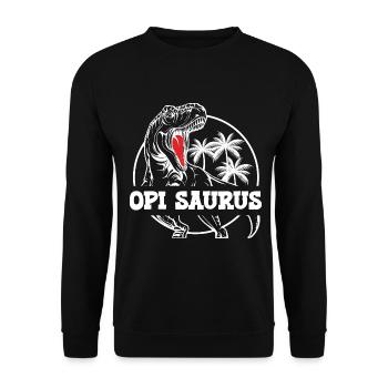 Opi Saurus Grosspapi Opa Schweiz - Unisex Pullover - Schwarz - Vorne - Alina (178cm) & Michal (187cm)