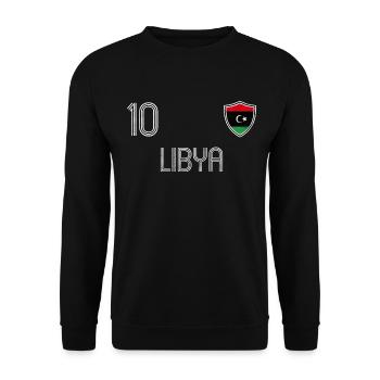 Libyen Fußball Mannschaft - Unisex Pullover - Schwarz - Vorne - Alina (178cm) & Michal (187cm)